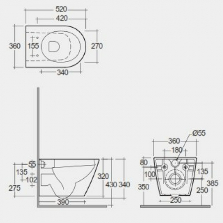Vas wc suspendat rimless cappuccino mat, RAK Feeling [2]