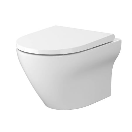 Baie - Vas wc suspendat rimless Cersanit Larga Oval cu capac soft close inclus, alb