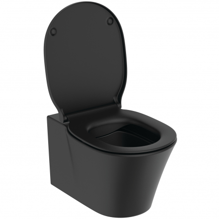 Baie - Vas wc suspendat rimless plus Ideal Standard Connect Air negru mat cu capac inclus