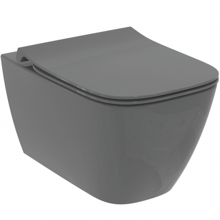 Baie - Vas wc suspendat rimless plus Ideal Standard i.life B gri lucios cu capac soft close inclus