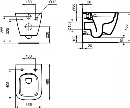 Vas wc suspendat rimless plus Ideal Standard i.life S alb lucios cu capac soft close inclus [7]