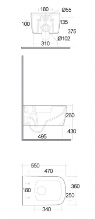 Vas wc suspendat, Rimless, spiralflush, gri nisipiu mat, Kludi Resa S [1]