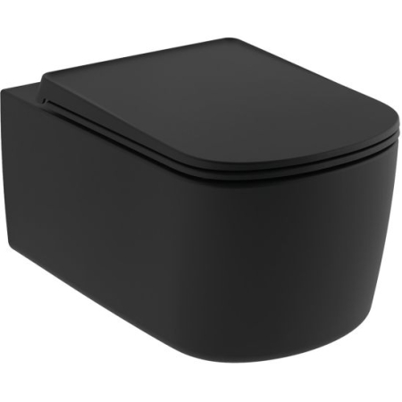 Baie - Vas wc suspendat, Rimless, Spiralflush, negru mat, Kludi Resa S