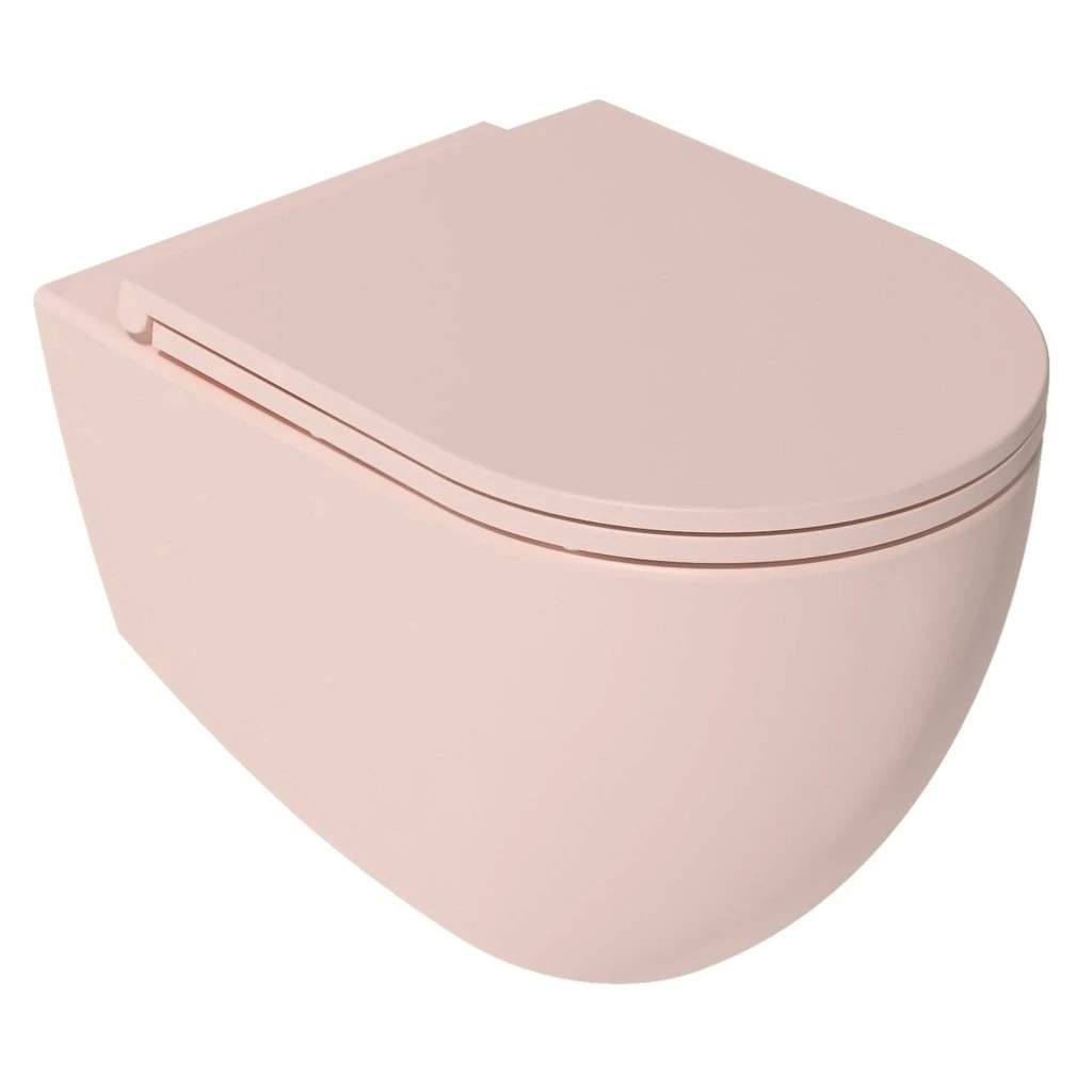 Vase WC - Vas wc suspendat roz rimless oval, Sapho Infinity