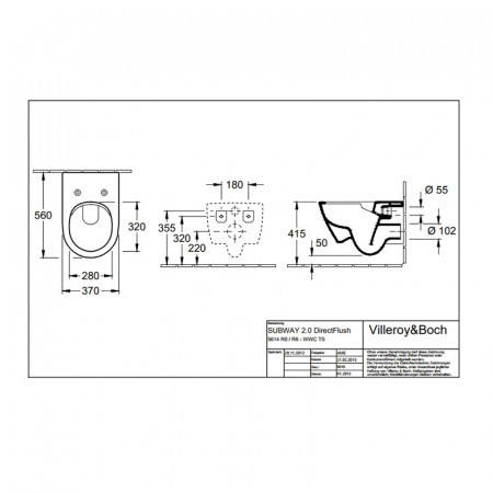 Vas wc suspendat, ViFresh, Subway 2.0, direct flush, alb, Villeroy & Boch [5]