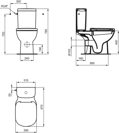Vas rezervor pe podea, pentru rezervor aparent, alb, Ideal Standard Tempo [3]