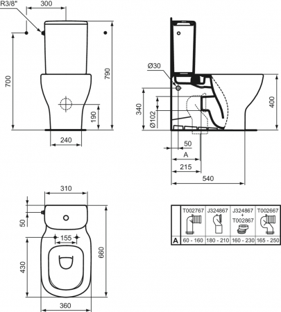 Vas wc stativ Ideal Standard Tesi AquaBlade alb lucios back to wall [4]