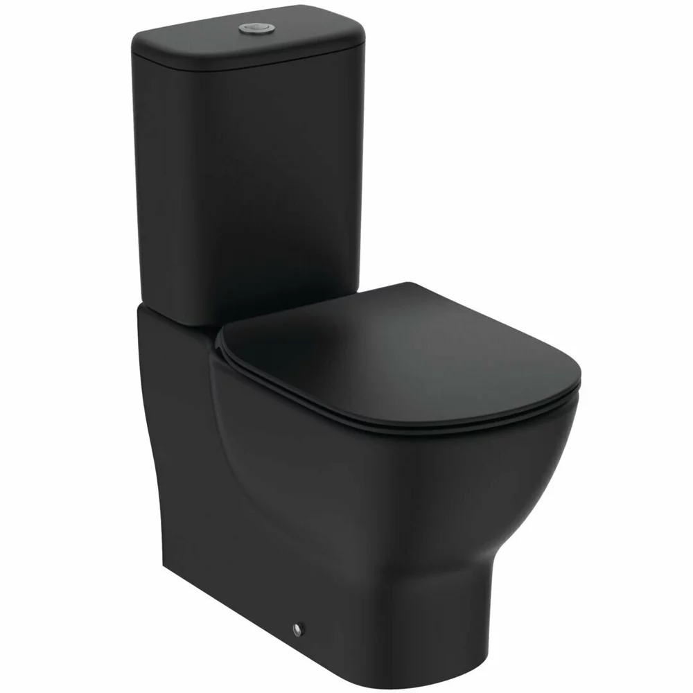 Vase WC - Set complet vas wc stativ negru mat cu rezervor si capac slim soft close, Ideal Standard Tesi Aquablade