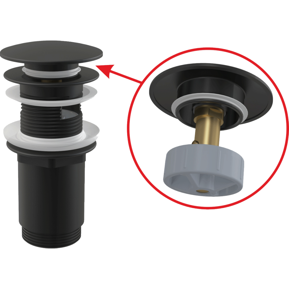 Sifoane, ventile si racorduri - Ventil lavoar negru mat click-clack cu preaplin si dop mare Alcadrain A392BLACK