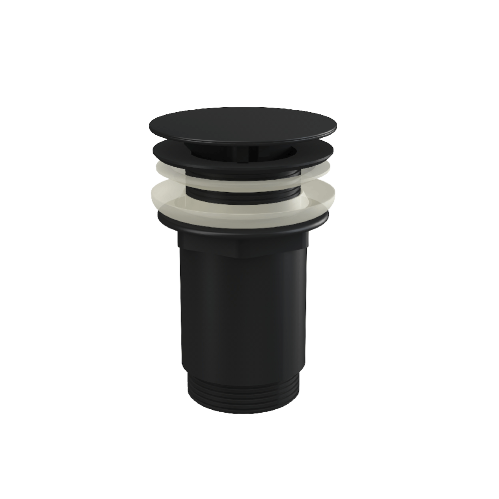 Sifoane, ventile si racorduri - Ventil lavoar metalic cu click-clack si dop negru mat Alcadrain A396BLACK