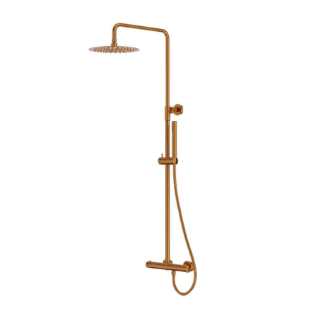 Baie - Coloana de dus termostatata, cupru periat, cu palarie și set duș complet, LaVita Verdi