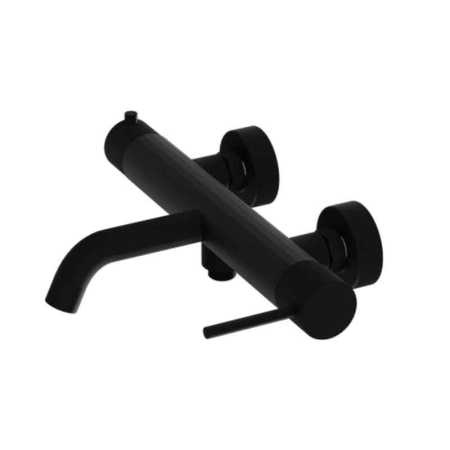 Baterii cada - Baterie cada montaj pe perete, negru mat, din alama sanitara, pipa fixa, 19.8 cm, LaVita Verdi