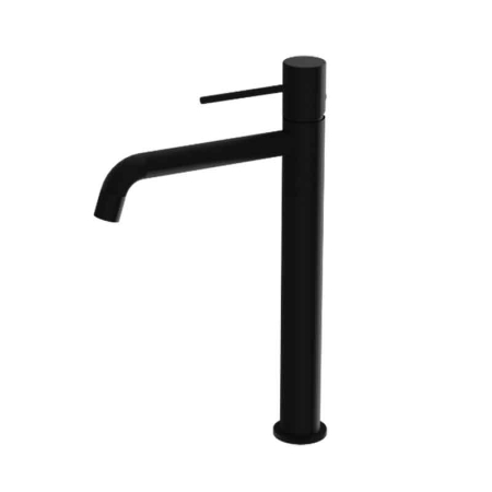 Baterii lavoare - Baterie lavoar inalta pe blat, din alama sanitara, negru mat, pipa fixa 17,3 cm, LaVita Verdi