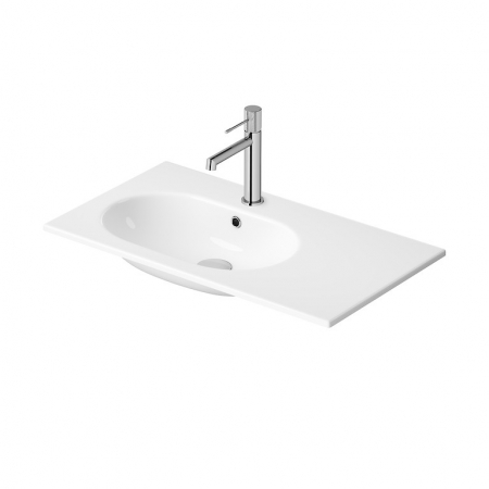 Chiuvete baie - Lavoar incastrat alb 80 cm, dreptunghiular, cu picurator pe partea dreapta, Cersanit Zen