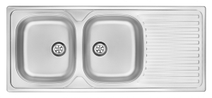 Chiuvete bucatarie inox - Chiuveta bucatarie doua cuve inox cu picurator crom satin Deante Techno