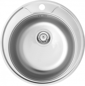 Chiuvete bucatarie inox - Chiuveta bucatarie inox rotunda cu orificiu pentru baterie crom satin Deante Twist