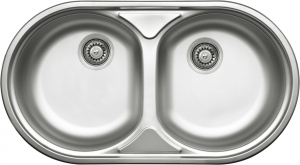 Chiuvete bucatarie inox - Chiuveta bucatarie doua cuve inox cu picurator crom leinen Deante Duet