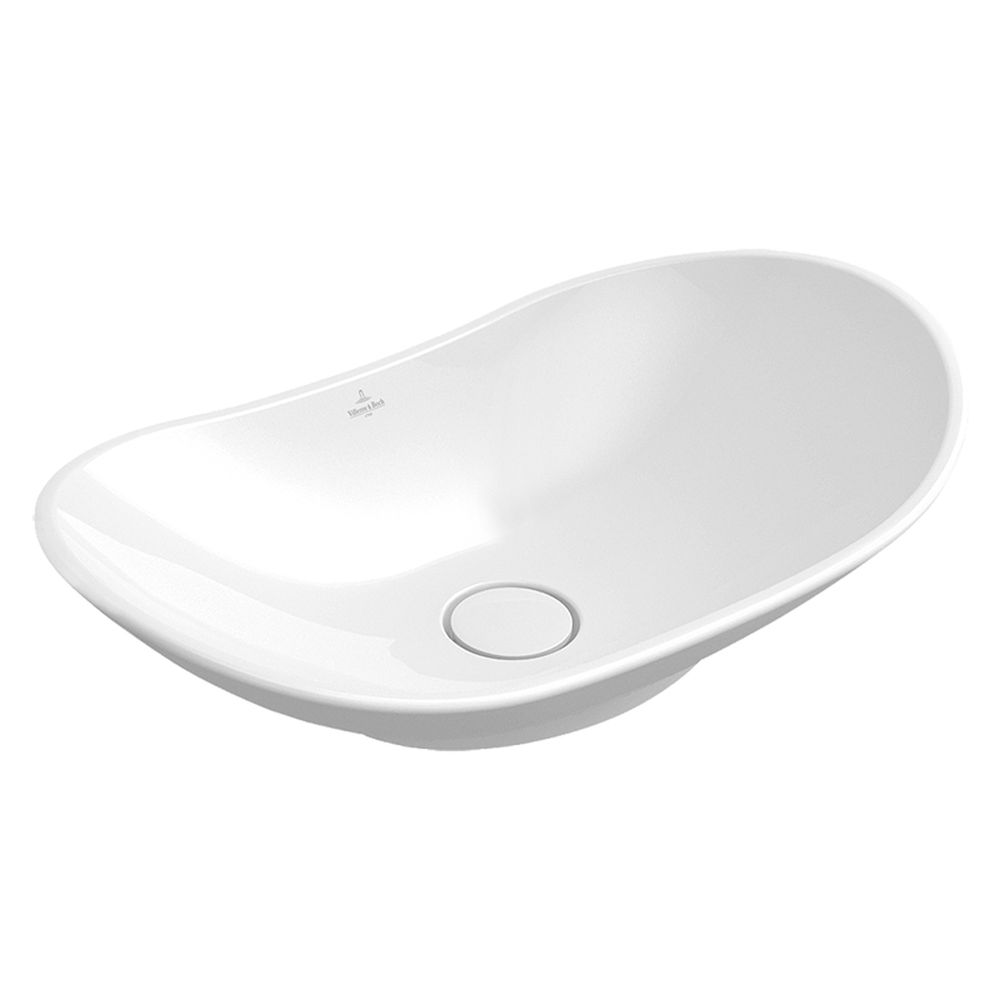 Lavoar pe blat alb lucios 61 cm, oval, Villeroy Boch My Nature 610x350 mm