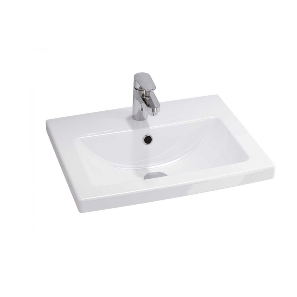 Lavoar baie suspendat alb lucios 50 cm, dreptunghiular, Cersanit Como 500x400 mm