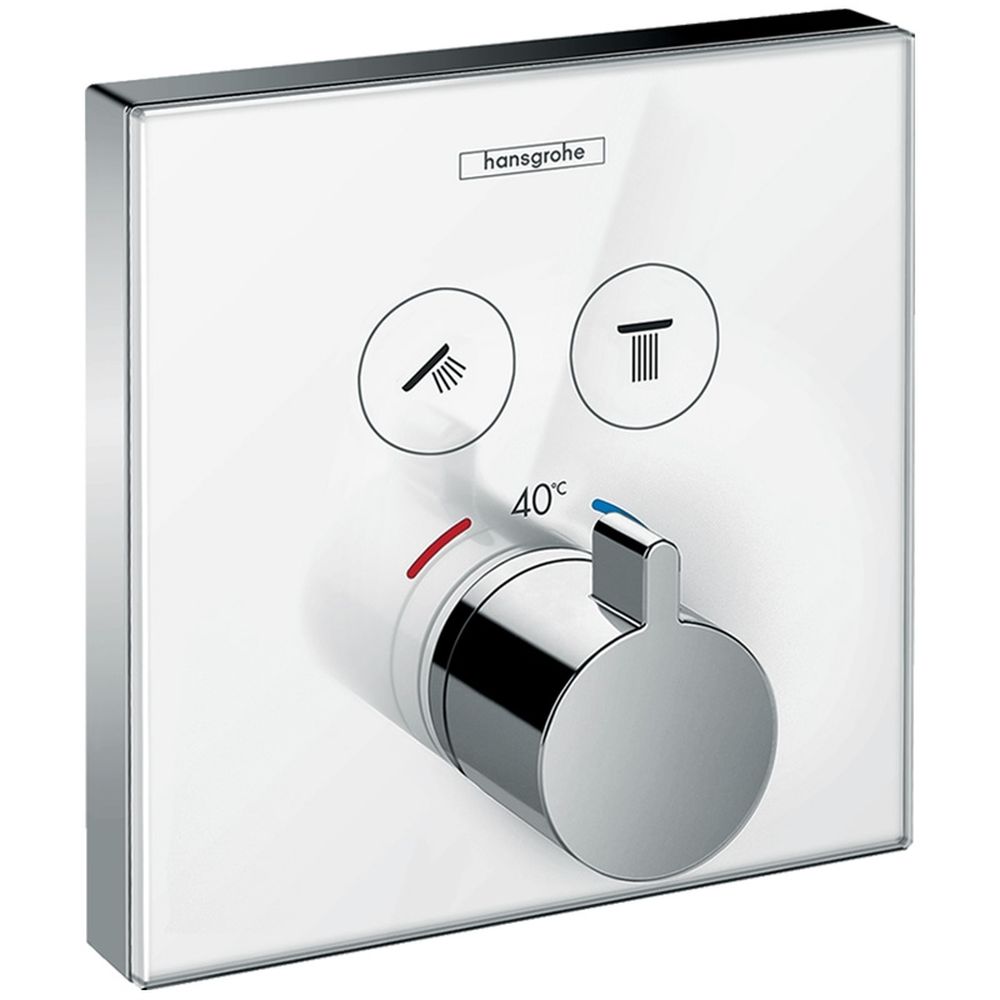 Baterie dus termostatata culoare alb crom Hansgrohe, ShowerSelect Alb lucios/Crom lucios