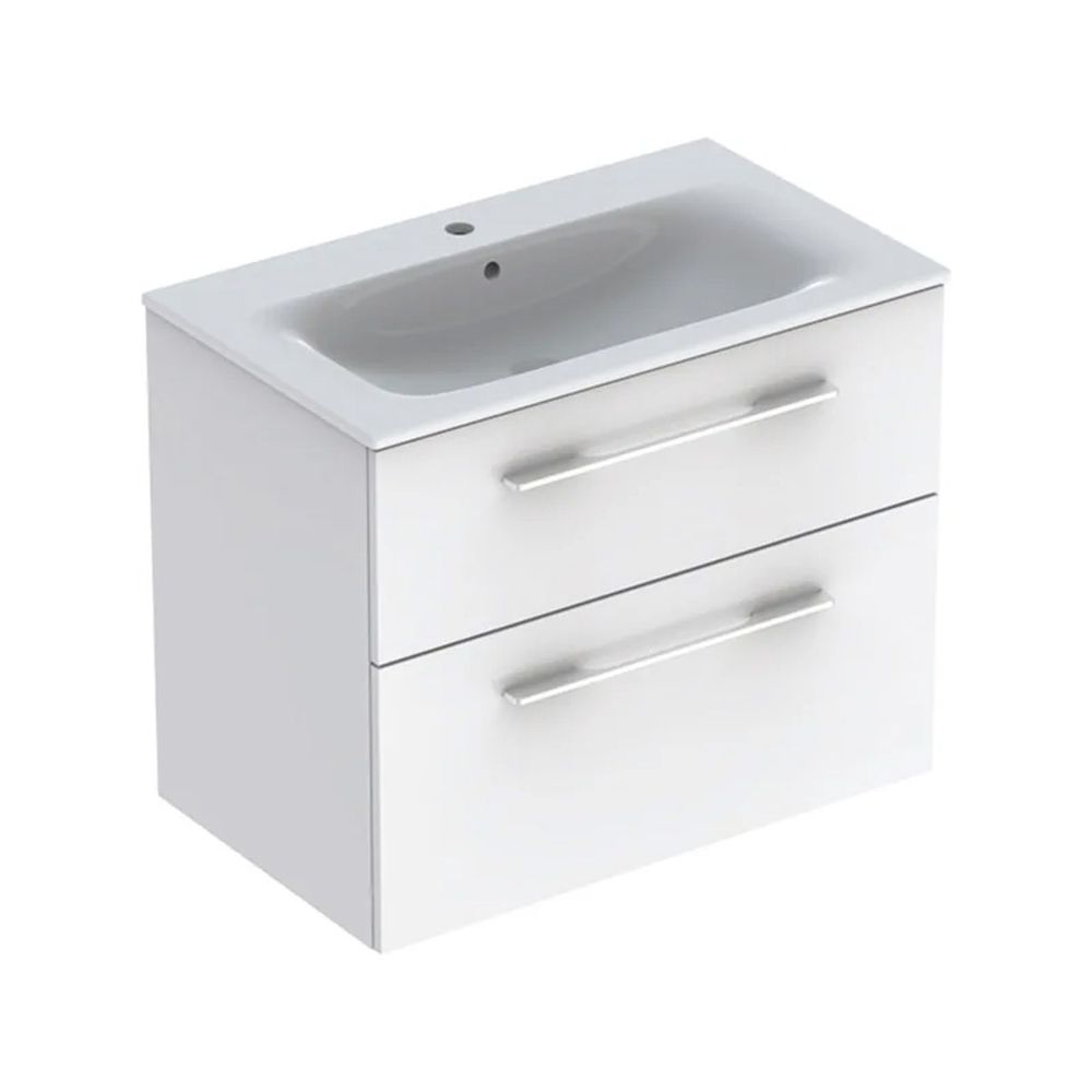 Set dulap baie cu lavoar incastrat Geberit Selnova Square, 80 cm, alb lucios Alb lucios