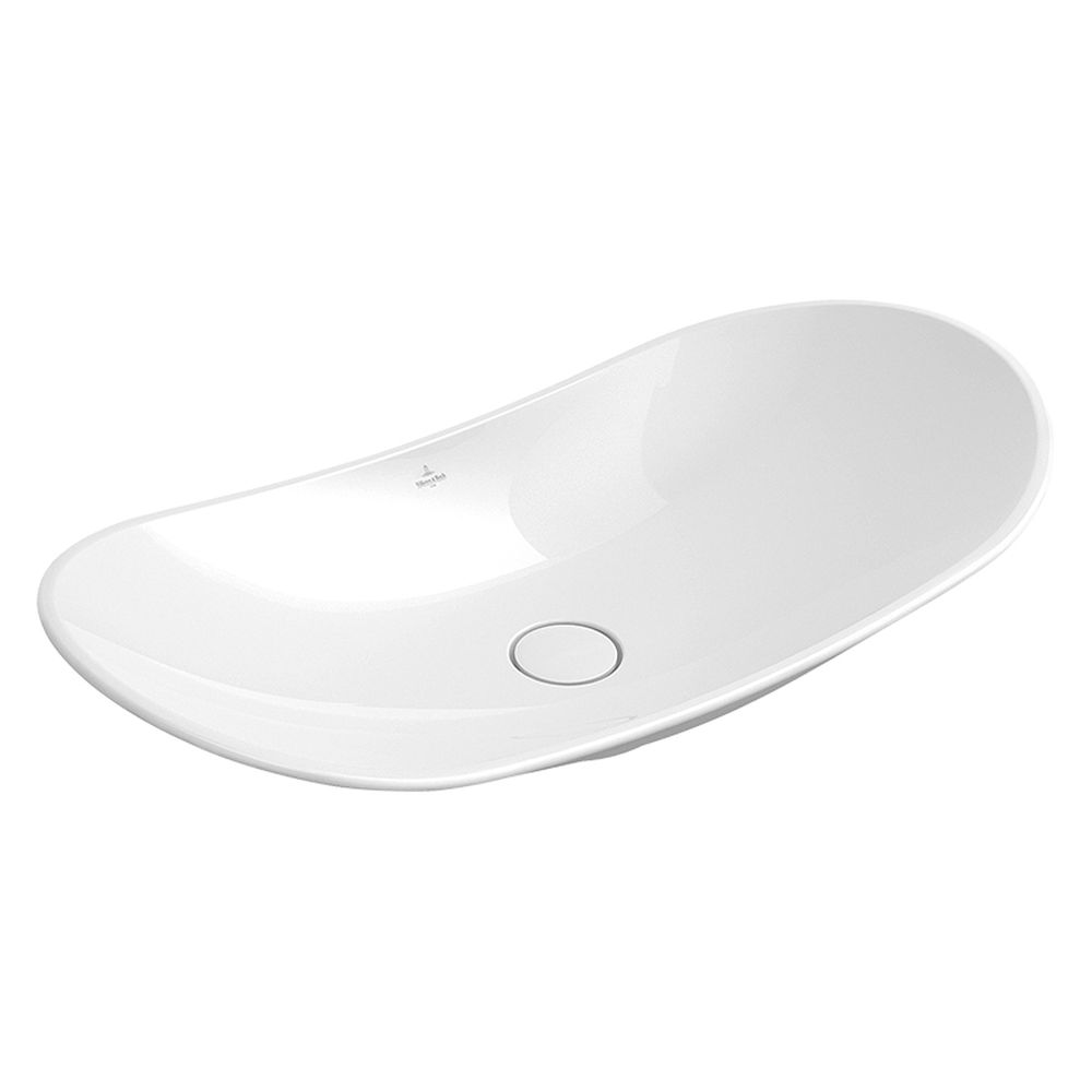 Lavoar pe blat alb lucios 81 cm, oval, Villeroy Boch My Nature 810x410 mm