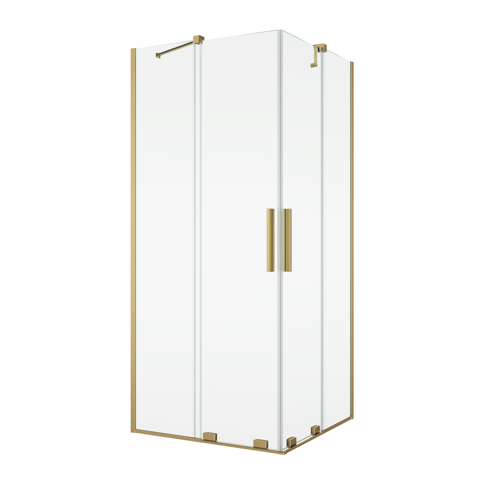 Cabina de dus acces pe colt cu usi culisante, 80x80 cm, auriu periat, Amalia Ronal Auriu periat, 800x800 mm