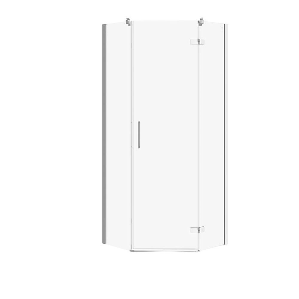 Cabina de dus pentagonala 80x80 cm Cersanit Jota, crom cu usa batanta dreapta 800x800 mm, Dreapta, Crom lucios