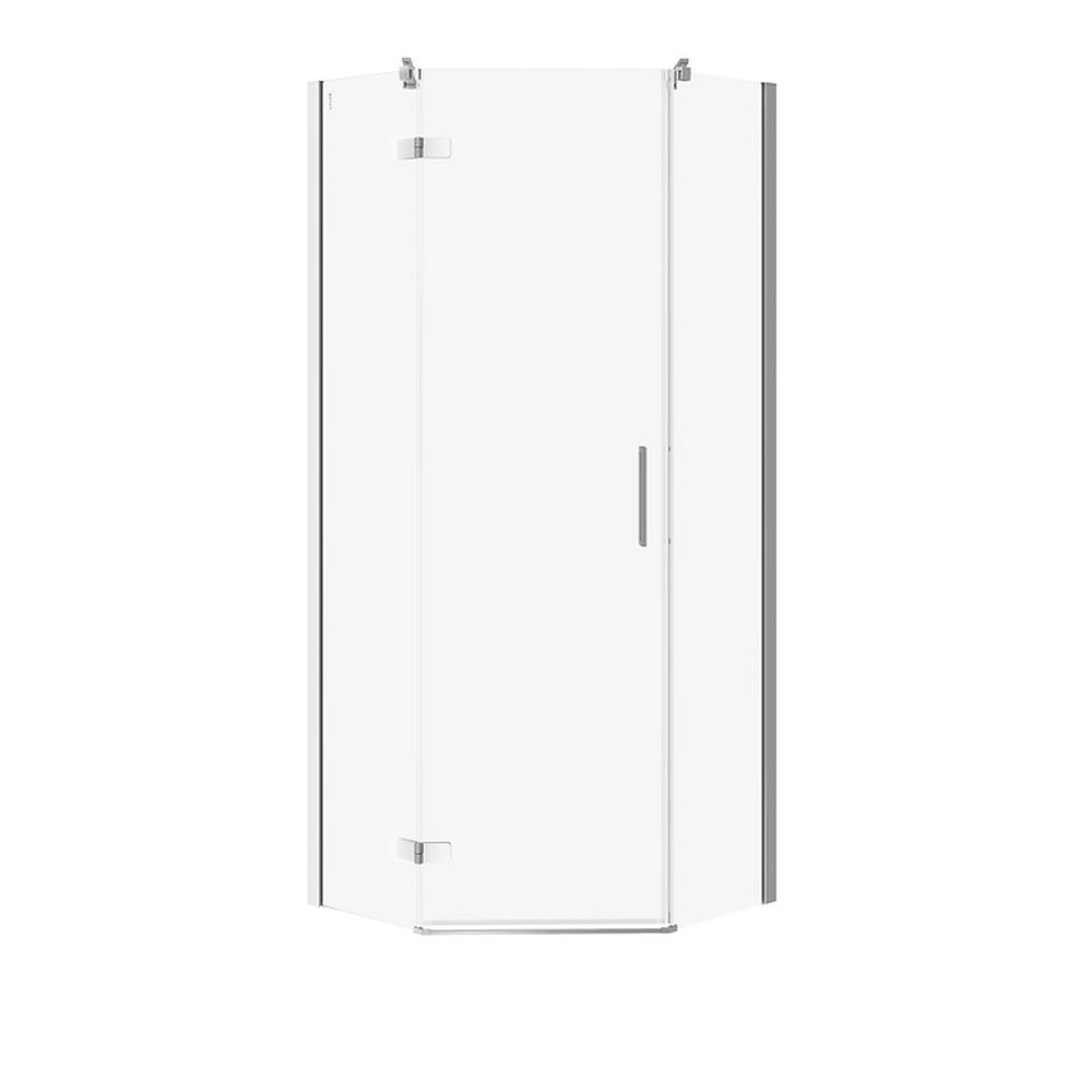 Cabina de dus pentagonala 80x80 cm Cersanit Jota, crom cu usa batanta stanga Stanga, Crom lucios, 800x800 mm