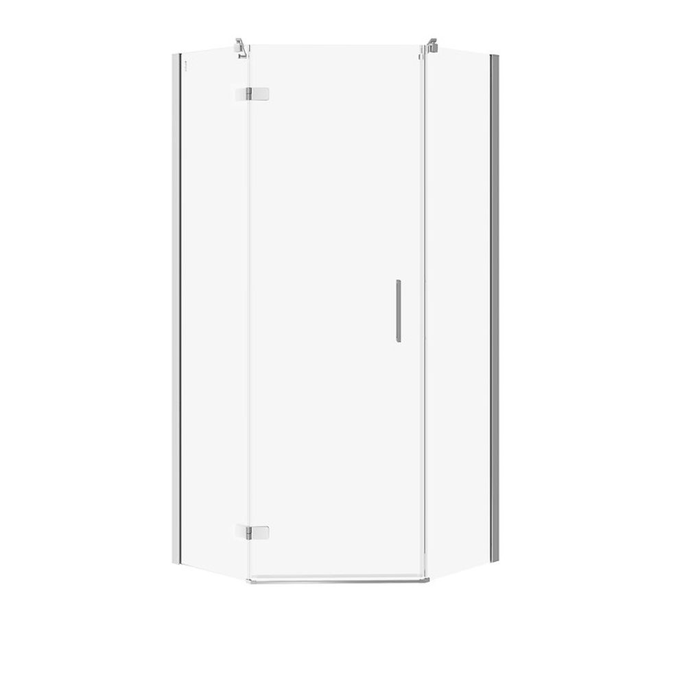 Cabina de dus pentagonala 90x90 cm Cersanit Jota, crom cu usa batanta stanga 900x900 mm, Stanga, Crom lucios