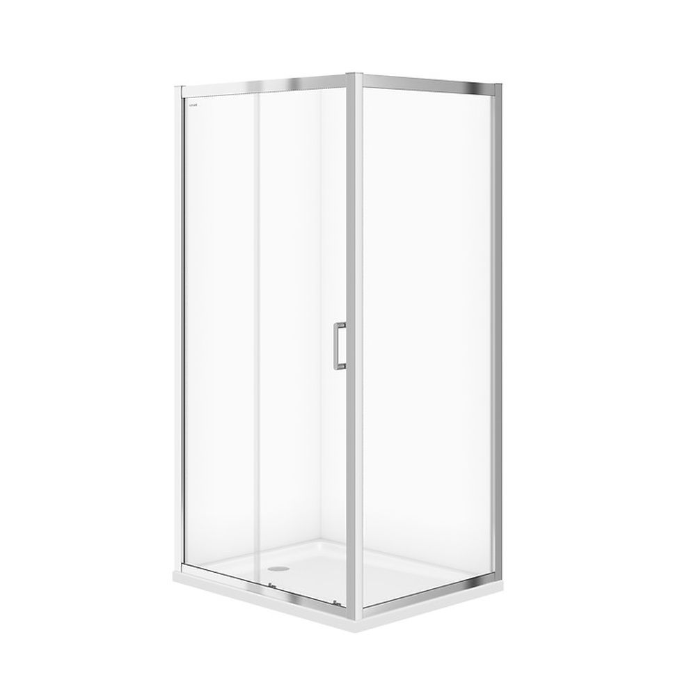 Cabina de dus dreptunghiulara 100x80 cm Cersanit Arteco, crom 1000x800 mm