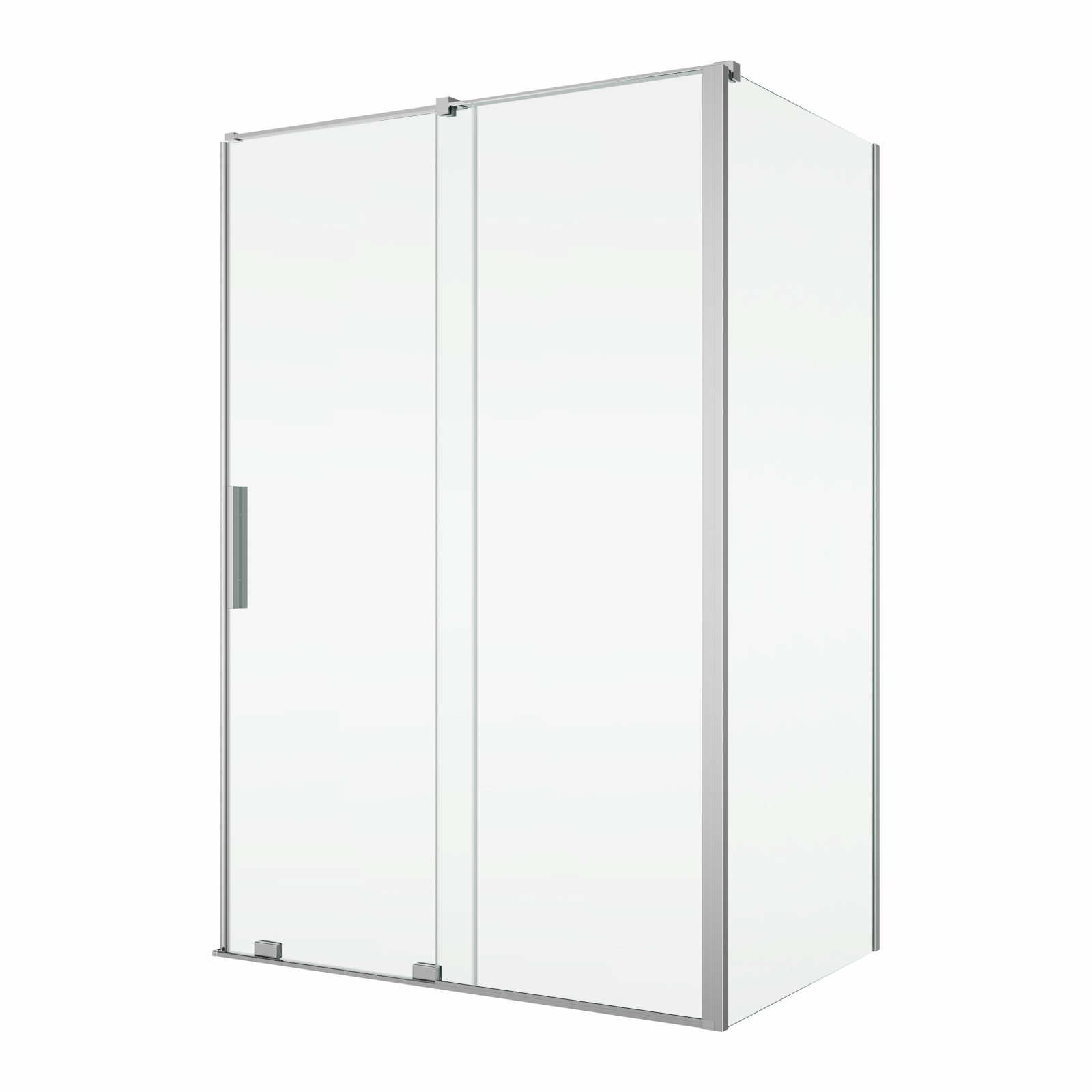 Cabina dus crom 140x80 cm cu usa culisanta, grosime sticla 8 mm, inchidere perete fix, Ronal Amalia Crom, 1400 mm, 800 mm
