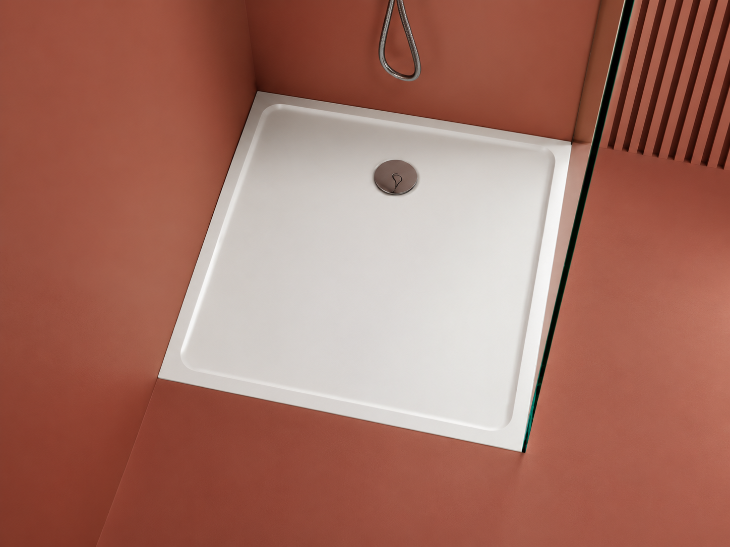 Cadita dus 90x90 cm din compozit, patrata, alba, Foglia Elysium 900x900 mm